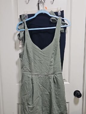 mi ami sage green sleeveless dress with tie straps